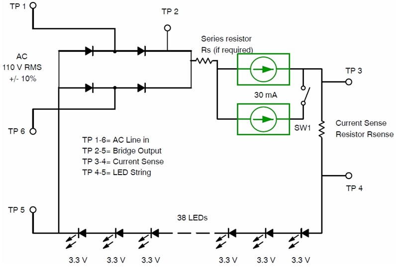 圖3：CCR用于直接交流供電LED照明應(yīng)用的電路圖